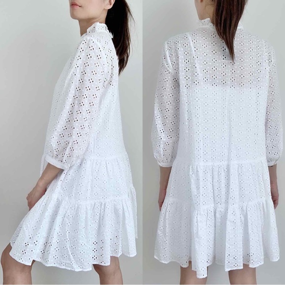 WHITE EYELET BUTTON DOWN DRESS - Picture 3 of 6